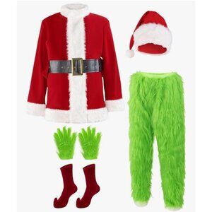 Grinch Christmas Costume Santa Claus Suit Adult Size XL - XXL    #3596